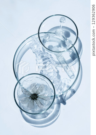 Abstract cosmetic laboratory. Chemical laboratory research. Cosmetic Essence. Scientific Elegance 129362906