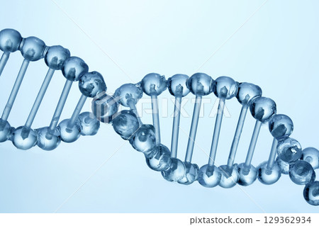 DNA Helix Structure. DNA Helix. Close-up of a transparent blue DNA helix 129362934