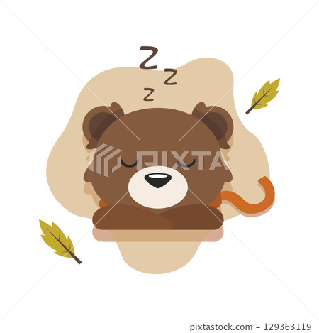 Sleeping bear in fall season. Vector Sleeping bear in fall season. Vector 129363119