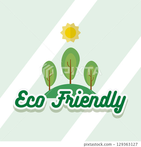 Trees landscape with sun. Vector Trees landscape with sun. Vector 129363127