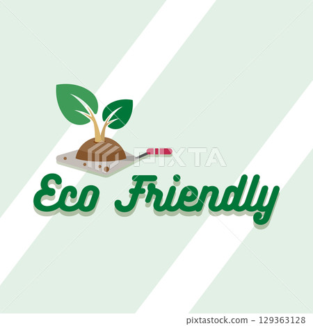 Plant with garden trowel. Vector Plant with garden trowel. Vector 129363128