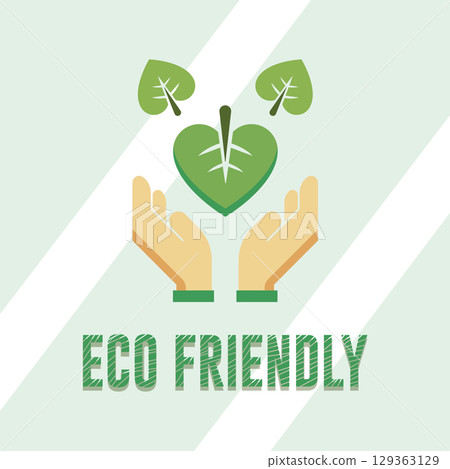 Hands protecting eco heart. Vector 129363129