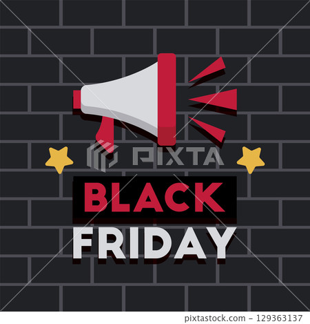 Black Friday megaphone promotion. Vector Black Friday megaphone promotion. Vector 129363137