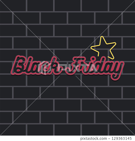 Black Friday neon text design. Vector 129363145