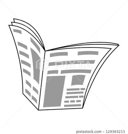 Open Newspaper Vector Illustration. Pages are filled with abstract text lines and image placeholders. This illustration is perfect for web articles, blogs, infographics. 129363213