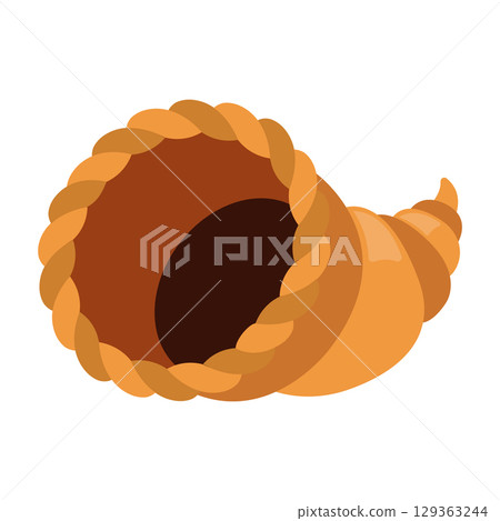Woven cornucopia horn basket. Vector 129363244