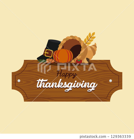 Thanksgiving harvest wooden banner. Vector Thanksgiving harvest wooden banner. Vector 129363339