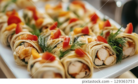 Chicken And Vegetable Lavash Rolls Chicken And Vegetable Lavash Rolls 129363753