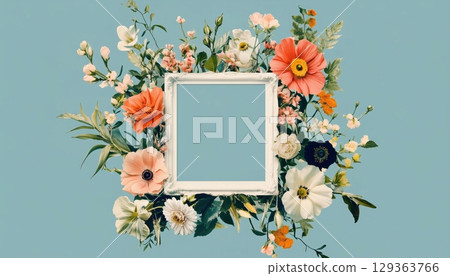 Elegant Square Note With Flower 129363766