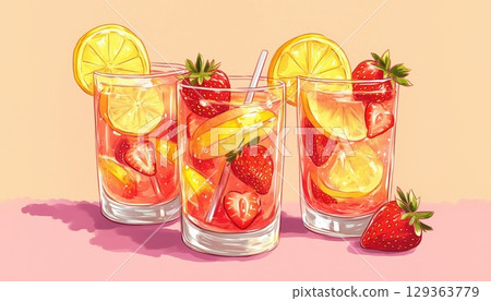 Refreshing Summer Strawberry Lemonade Infused With Zesty Lemon Flavor 129363779