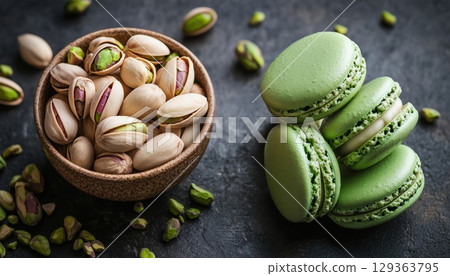 Pistachios In A Bowl And Pistachio Pistachios In A Bowl And Pistachio 129363795