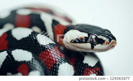 Closeup Of Pueblan Milk Snake On White Background 129363877