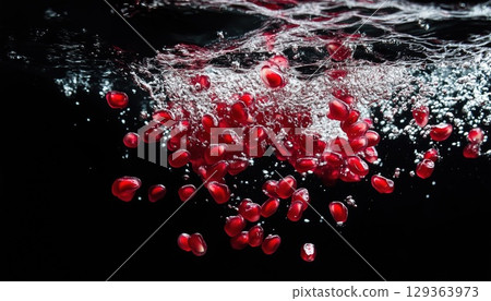 Fresh Pomegranate Seeds Submerged In Water 129363973