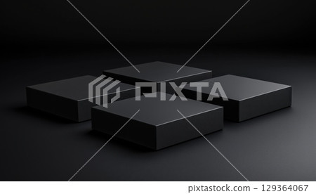 Elegant Black Podium With Square Design 129364067