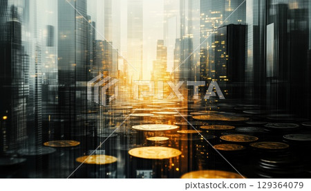Double Exposure Of Finance 129364079