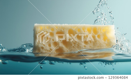 Fresh Sponge Creates Ripples In Water 129364084