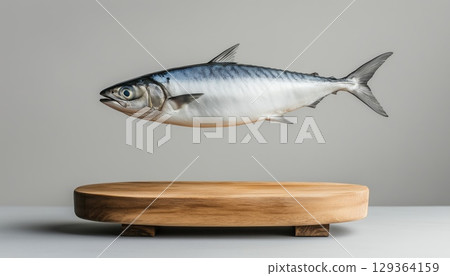 High Resolution Image Of Fresh Sea Fish On Wooden Board Ready For Cooking In Gray Background High Resolution Image Of Fresh Sea Fish On Wooden Board Ready For Cooking In Gray Background 129364159