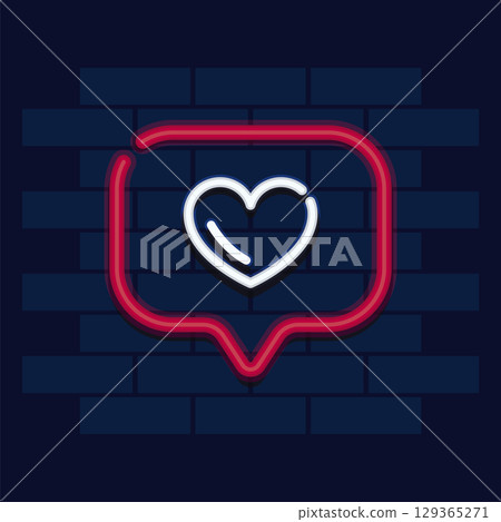 Neon heart in chat icon. Vector Neon heart in chat icon. Vector 129365271