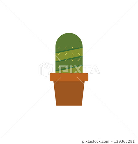Cactus in ceramic flowerpot. Vector Cactus in ceramic flowerpot. Vector 129365291