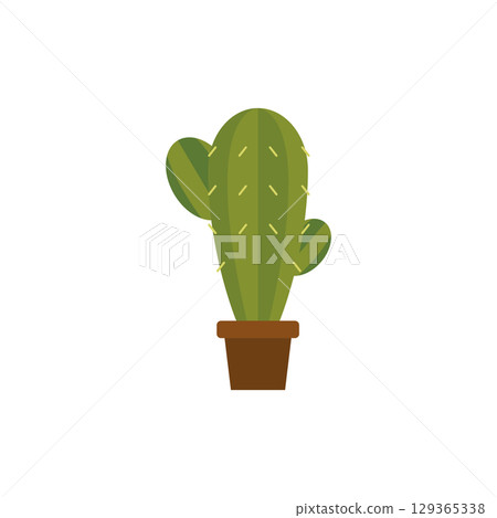 Cactus in ceramic flowerpot. Vector Cactus in ceramic flowerpot. Vector 129365338