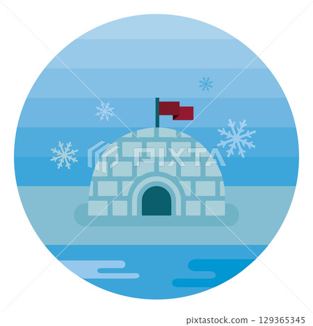 Arctic igloo winter scene. Vector Arctic igloo winter scene. Vector 129365345