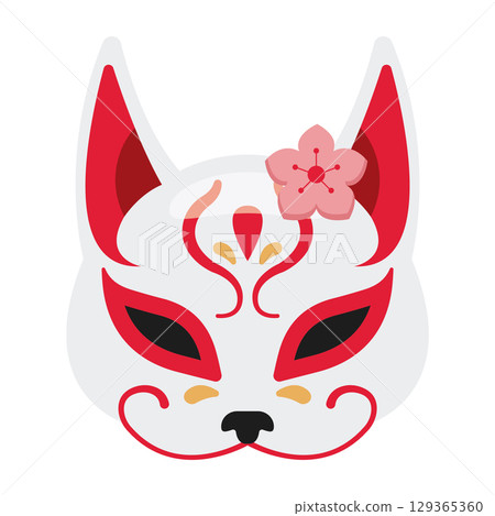 Japanese kitsune fox mask. Vector Japanese kitsune fox mask. Vector 129365360