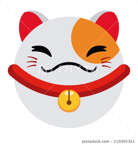 Japanese lucky cat face icon. Vector Japanese lucky cat face icon. Vector 129365361