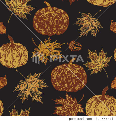 seamless pattern with pumpkins seamless pattern with pumpkins 129365841