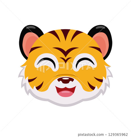 Smiling tiger with closed eyes. Vector Smiling tiger with closed eyes. Vector 129365962