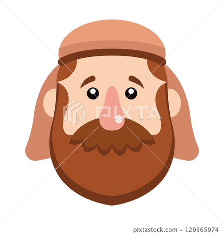 Biblical man with head covering. Vector 129365974
