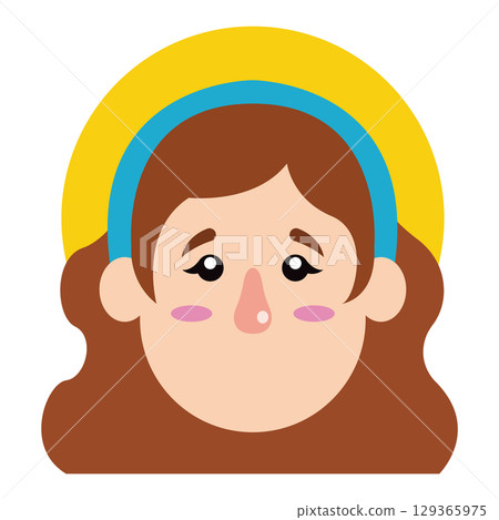 Virgin Mary head with halo. Vector Virgin Mary head with halo. Vector 129365975