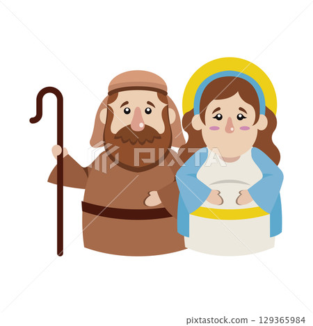Joseph Mary nativity couple. Vector Joseph Mary nativity couple. Vector 129365984