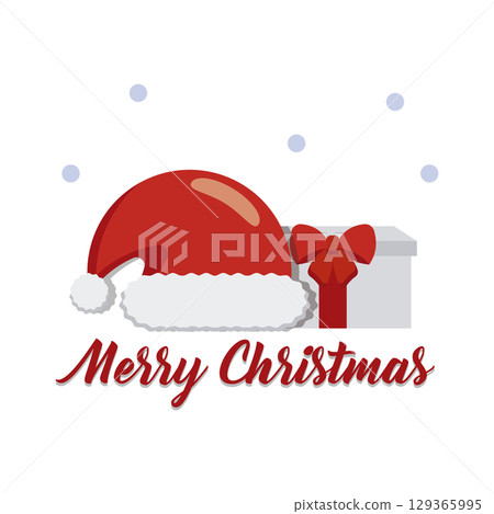 Santa hat gift Merry Christmas. Vector 129365995
