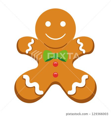 Gingerbread man with green bow. Vector Gingerbread man with green bow. Vector 129366003