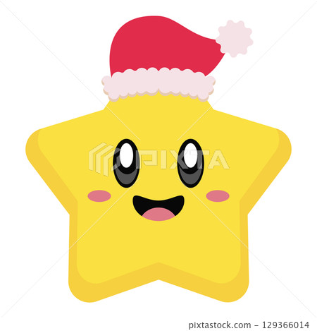 Happy star with santa hat. Vector Happy star with santa hat. Vector 129366014