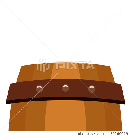 Wooden barrel with strap. Vector 129366019
