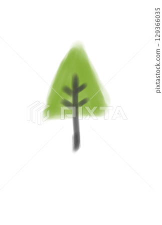 Green tree drawn with colored pencils Green tree drawn with colored pencils 129366035