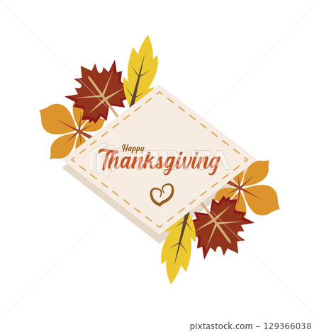 Thanksgiving card with leaves. Vector 129366038