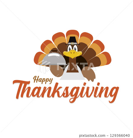 Turkey waiter with tray. Vector Turkey waiter with tray. Vector 129366040
