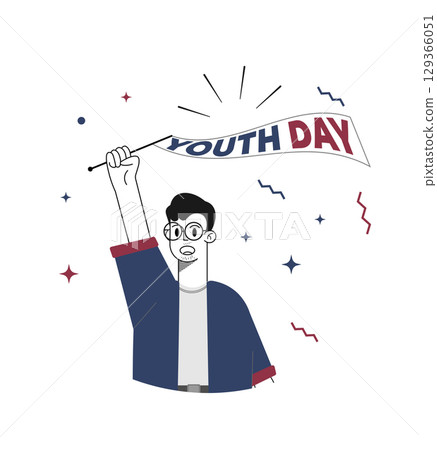 Youth Day Illustration: A vibrant illustration of a young person triumphantly holding a banner reading Youth Day, symbolizing the spirit of youth and celebration. Youth Day Illustration: A vibrant illustration of a young person triumphantly holding a banner reading Youth Day, symbolizing the spirit of youth and celebration. 129366051