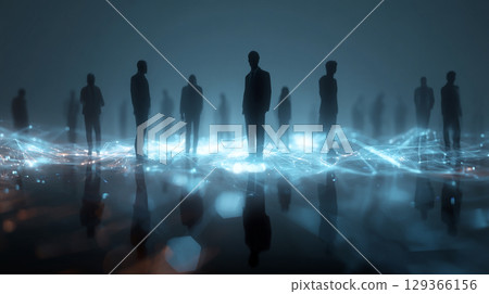 站在數位網路上的商務人士 129366156