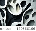 3D paper cut art of abstract wavy patterns in black and white | Abstract, wave, paper, black and white, three-dimensional, pattern 129366166