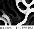 3D paper cut art of abstract wavy patterns in black and white | Abstract, wave, paper, black and white, three-dimensional, pattern 129366168
