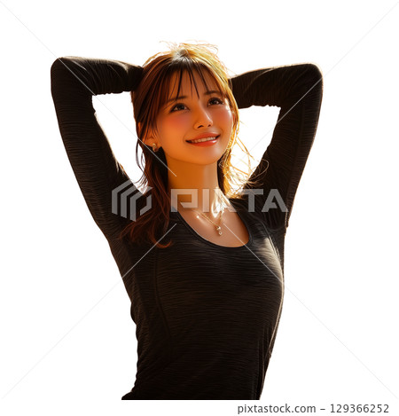 [透明背景] 一位女士享受秋季旅行的剪貼畫插圖 129366252