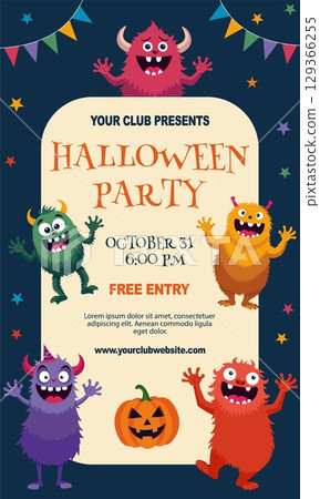 Invitation to a Halloween Party with Monsters 129366255