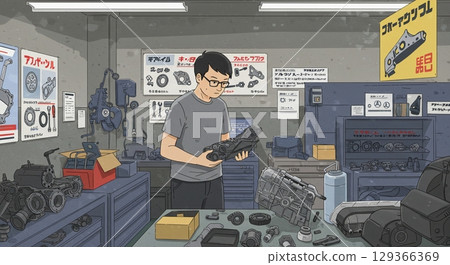 值得信賴的專業人士！在配件店工作的男員工 129366369