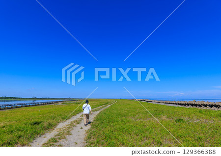 A straight road under the blue sky A straight road under the blue sky 129366388