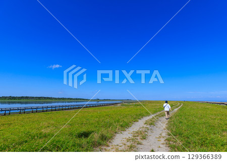 A straight road under the blue sky A straight road under the blue sky 129366389