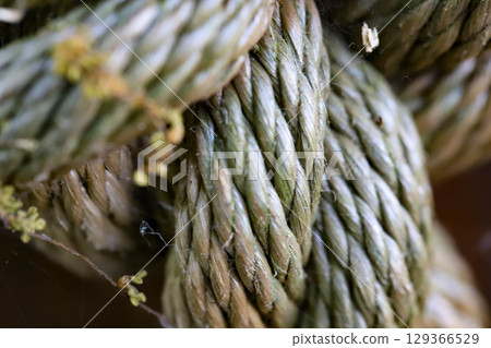Natural Hemp Rope on Beige Minimalist Background 129366529