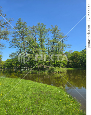 Tranquil River Landscape on a Sunny Day 129366838